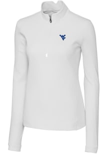 Cutter and Buck West Virginia Mountaineers Womens White Traverse 1/4 Zip Pullover