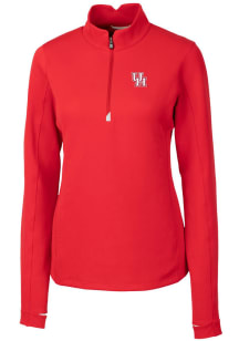Cutter and Buck Houston Cougars Womens Red Traverse 1/4 Zip Pullover