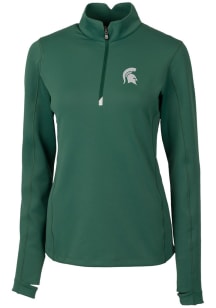 Cutter and Buck Michigan State Spartans Womens Green Traverse 1/4 Zip Pullover