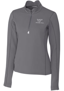 Cutter and Buck Virginia Tech Hokies Womens Grey Traverse 1/4 Zip Pullover
