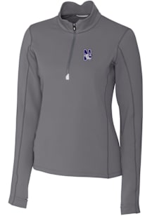 Cutter and Buck Northwestern Wildcats Womens Grey Traverse Qtr Zip
