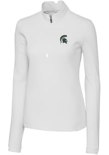 Cutter and Buck Michigan State Spartans Womens White Traverse 1/4 Zip Pullover