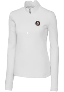 Cutter and Buck Florida State Seminoles Womens White Traverse 1/4 Zip Pullover