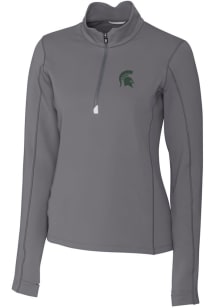 Cutter and Buck Michigan State Spartans Womens Grey Traverse 1/4 Zip Pullover