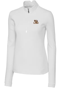 Cutter and Buck LSU Tigers Womens White Traverse 1/4 Zip Pullover