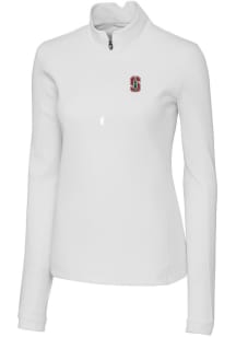 Cutter and Buck Stanford Cardinal Womens White Traverse 1/4 Zip Pullover