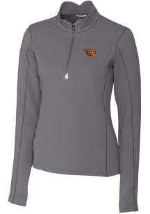 Cutter and Buck Oregon State Beavers Womens Grey Traverse 1/4 Zip Pullover