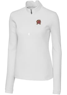 Cutter and Buck Maryland Terrapins Womens White Traverse 1/4 Zip Pullover