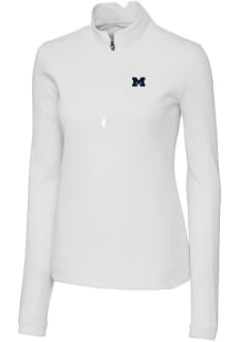 Cutter and Buck Michigan Wolverines Womens White Traverse 1/4 Zip Pullover