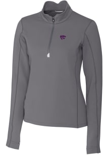 Cutter and Buck K-State Wildcats Womens Grey Traverse 1/4 Zip Pullover