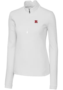Cutter and Buck Rutgers Scarlet Knights Womens White Traverse Qtr Zip