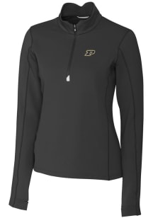 Cutter and Buck Purdue Boilermakers Womens Black Traverse 1/4 Zip Pullover