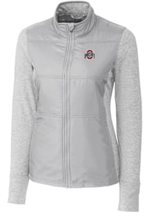 Cutter and Buck Ohio State Buckeyes Womens Grey Stealth Hybrid Quilted Medium Weight Jacket