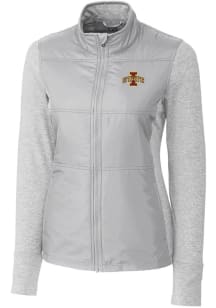 Cutter and Buck Iowa State Cyclones Womens Grey Stealth Hybrid Quilted Medium Weight Jacket