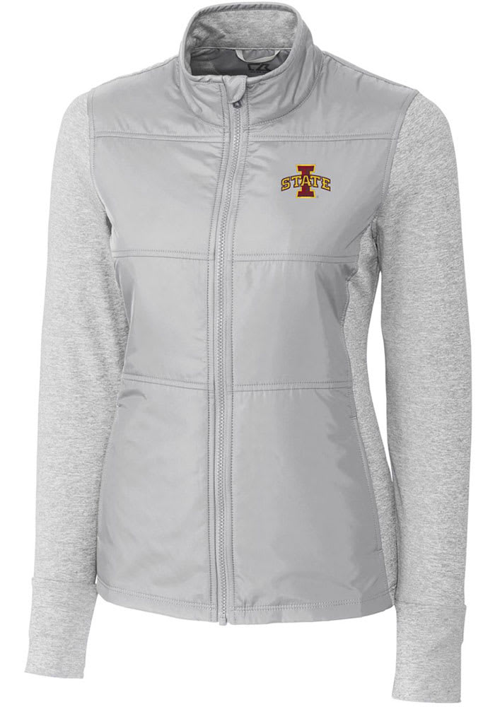 Cutter and Buck Iowa State Cyclones Womens Grey Stealth Hybrid Quilted Light Weight Jacket