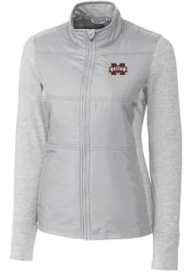 Cutter and Buck Mississippi State Bulldogs Womens Grey Stealth Hybrid Quilted Medium Weight Jack..