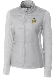 Cutter and Buck Oregon Ducks Womens Grey Stealth Hybrid Quilted Medium Weight Jacket