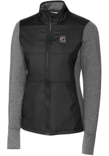 Cutter and Buck South Carolina Gamecocks Womens Black Stealth Hybrid Quilted Medium Weight Jacke..