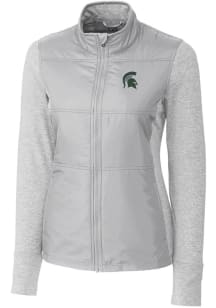 Cutter and Buck Michigan State Spartans Womens Grey Stealth Hybrid Quilted Medium Weight Jacket