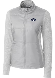 Cutter and Buck BYU Cougars Womens Grey Stealth Hybrid Quilted Medium Weight Jacket