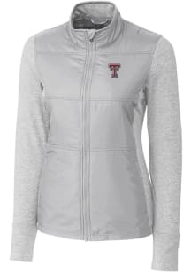 Cutter and Buck Texas Tech Red Raiders Womens Grey Stealth Hybrid Quilted Medium Weight Jacket