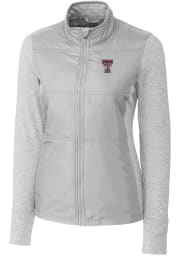 Cutter and Buck Texas Tech Red Raiders Womens Grey Stealth Hybrid Quilted Light Weight Jacket