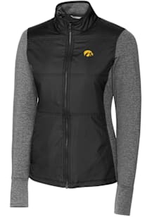 Cutter and Buck Iowa Hawkeyes Womens Black Stealth Hybrid Quilted Medium Weight Jacket