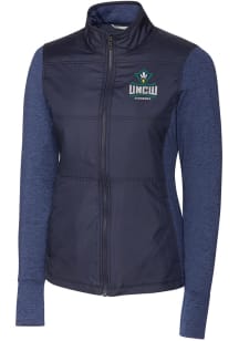Cutter and Buck UNCW Seahawks Womens Navy Blue Stealth Hybrid Quilted Medium Weight Jacket