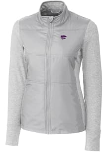 Cutter and Buck K-State Wildcats Womens Grey Stealth Hybrid Quilted Medium Weight Jacket