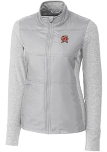 Womens Maryland Terrapins Grey Cutter and Buck Stealth Hybrid Quilted Medium Weight Jacket