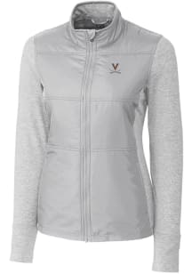 Cutter and Buck Virginia Cavaliers Womens Grey Stealth Hybrid Quilted Medium Weight Jacket