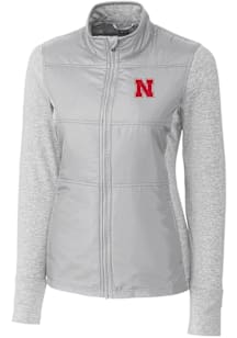 Cutter and Buck Nebraska Cornhuskers Womens Grey Stealth Hybrid Quilted Medium Weight Jacket