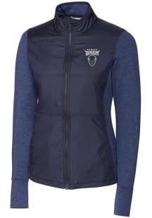 Cutter and Buck Howard Bison Womens Navy Blue Stealth Hybrid Quilted Medium Weight Jacket