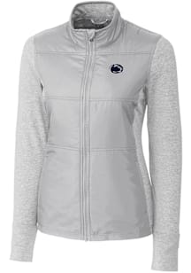 Womens Penn State Nittany Lions Grey Cutter and Buck Stealth Hybrid Quilted Medium Weight Jacket