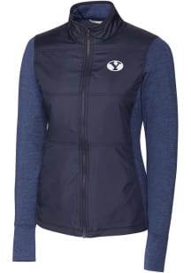 Cutter and Buck BYU Cougars Womens Navy Blue Stealth Hybrid Quilted Medium Weight Jacket