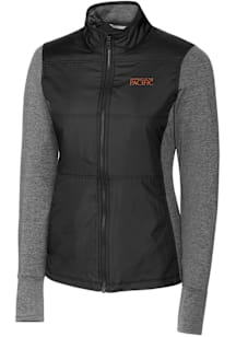 Cutter and Buck Pacific Tigers Womens Black Stealth Hybrid Quilted Medium Weight Jacket