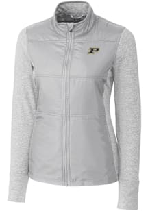 Cutter and Buck Purdue Boilermakers Womens Grey Stealth Hybrid Quilted Medium Weight Jacket