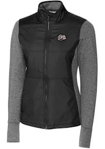 Cutter and Buck Montana Grizzlies Womens Black Stealth Hybrid Quilted Medium Weight Jacket