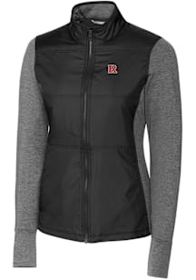 Cutter and Buck Rutgers Scarlet Knights Womens Black Stealth Hybrid Quilted Medium Weight Jacket