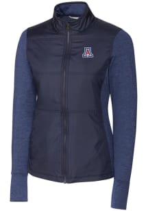 Cutter and Buck Arizona Wildcats Womens Navy Blue Stealth Hybrid Quilted Medium Weight Jacket
