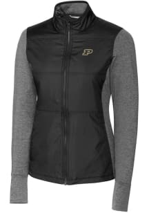 Cutter and Buck Purdue Boilermakers Womens Black Stealth Hybrid Quilted Medium Weight Jacket