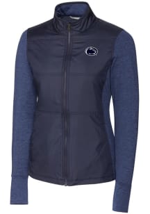 Cutter and Buck Penn State Nittany Lions Womens Navy Blue Stealth Hybrid Quilted Medium Weight J..