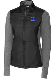 Cutter and Buck Duke Blue Devils Womens Black Stealth Hybrid Quilted Medium Weight Jacket