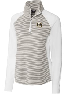 Cutter and Buck Marquette Golden Eagles Womens White Forge Tonal Stripe 1/4 Zip Pullover
