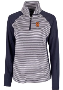 Cutter and Buck Syracuse Orange Womens Navy Blue Forge Tonal Stripe 1/4 Zip Pullover