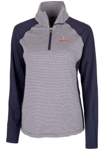 Cutter and Buck Illinois Fighting Illini Womens Navy Blue Forge Tonal Stripe 1/4 Zip Pullover