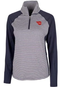 Cutter and Buck Dayton Flyers Womens Navy Blue Forge Tonal Stripe 1/4 Zip Pullover