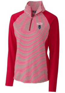 Cutter and Buck Howard Bison Womens Red Forge Tonal Stripe 1/4 Zip Pullover