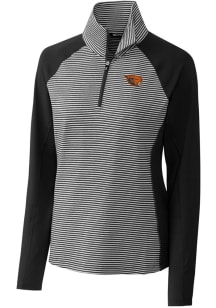 Cutter and Buck Oregon State Beavers Womens Black Forge Tonal Stripe 1/4 Zip Pullover