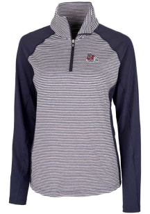 Cutter and Buck Fresno State Bulldogs Womens Navy Blue Forge Tonal Stripe 1/4 Zip Pullover
